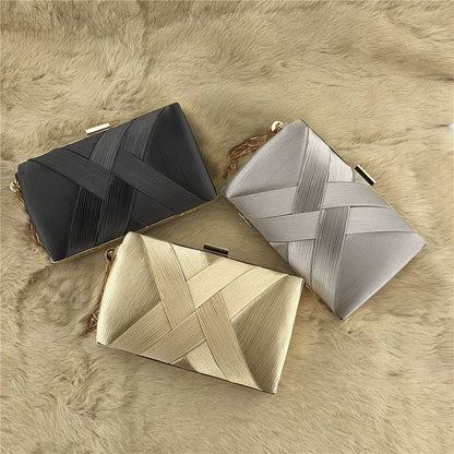 Elegant Satin Evening Handbag with Tassel Detail