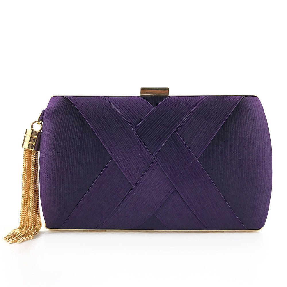Elegant Satin Evening Handbag with Tassel Detail