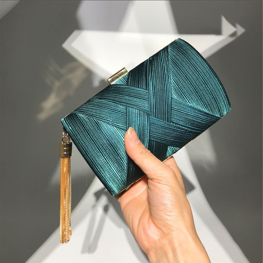 Elegant Satin Evening Handbag with Tassel Detail