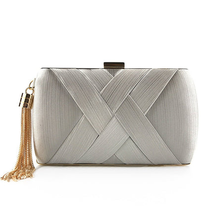 Elegant Satin Evening Handbag with Tassel Detail