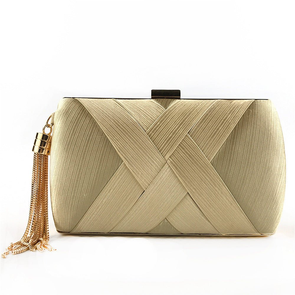 Elegant Satin Evening Handbag with Tassel Detail - Luxicro