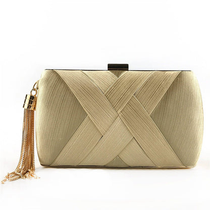 Elegant Satin Evening Handbag with Tassel Detail - Luxicro
