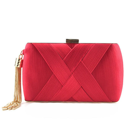 Elegant Satin Evening Handbag with Tassel Detail