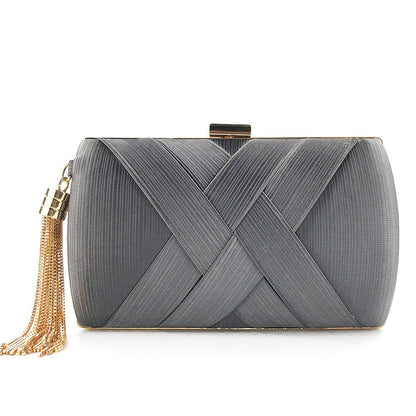 Elegant Satin Evening Handbag with Tassel Detail