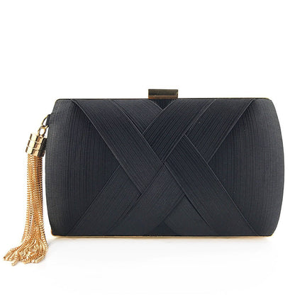 Elegant Satin Evening Handbag with Tassel Detail