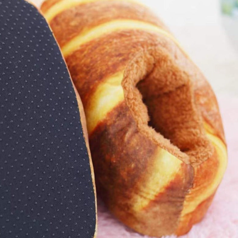 Soft Bread Pattern Fuzzy Slippers - Luxicro