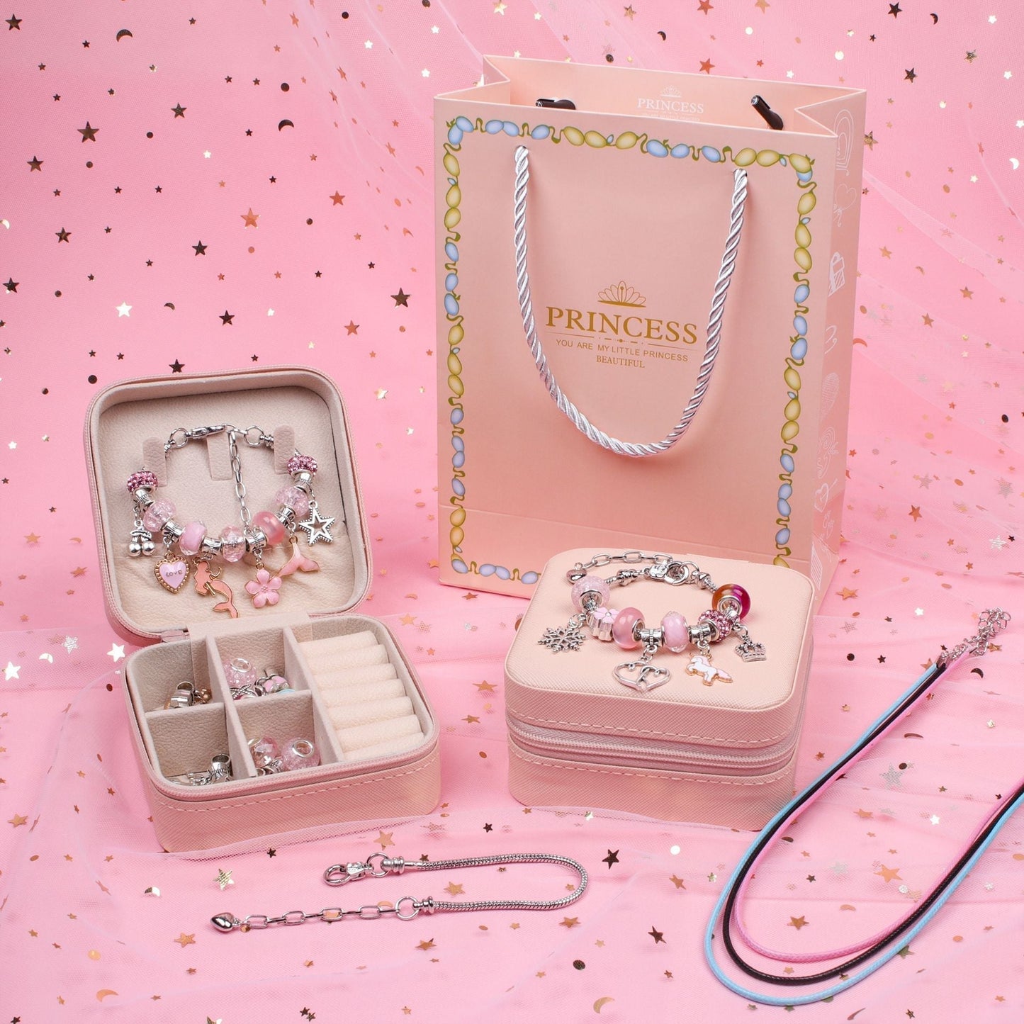 Fun Bead Jewelry Making Kit For Kids With Sparkly Gems