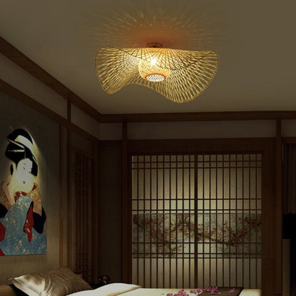 Rustic Woven Pendant Lamp with Asian Style