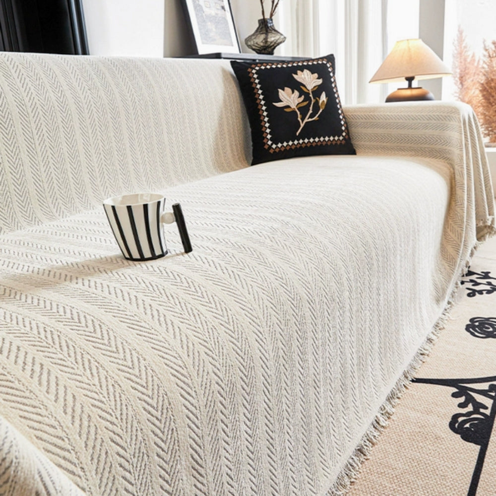 Plush Herringbone Chenille Couch Slipcover
