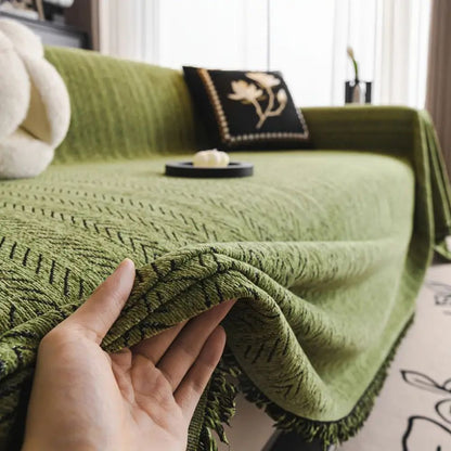 Plush Herringbone Chenille Couch Slipcover