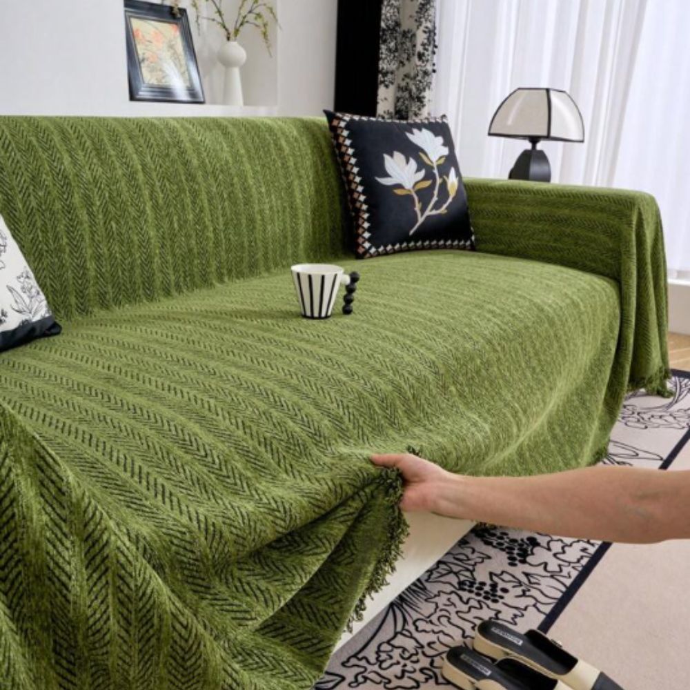 Plush Herringbone Chenille Couch Slipcover