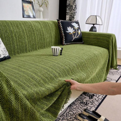 Plush Herringbone Chenille Couch Slipcover