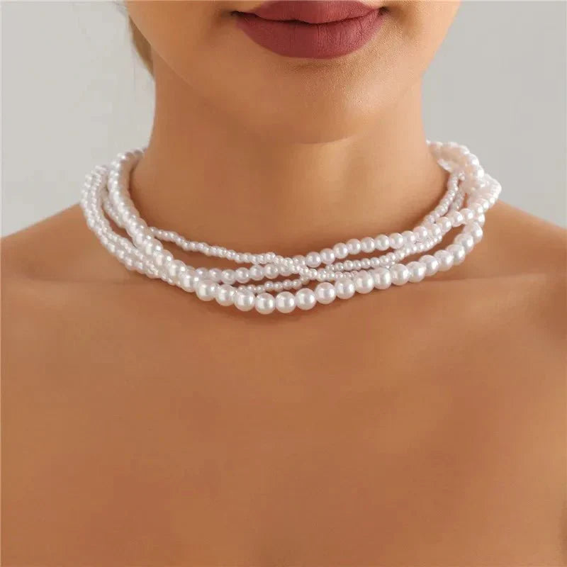 Dainty Freshwater Pearl Chain Choker Necklace
