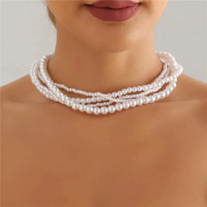 Dainty Freshwater Pearl Chain Choker Necklace