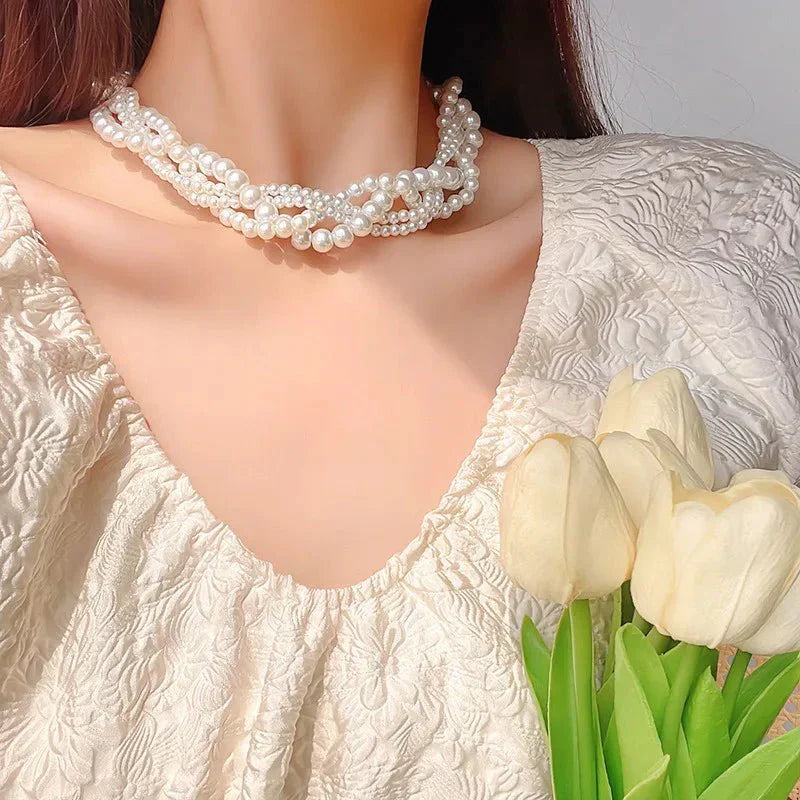 Dainty Freshwater Pearl Chain Choker Necklace - Luxicro