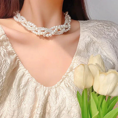 Dainty Freshwater Pearl Chain Choker Necklace - Luxicro