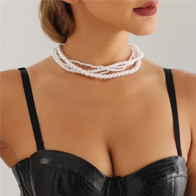 Dainty Freshwater Pearl Chain Choker Necklace