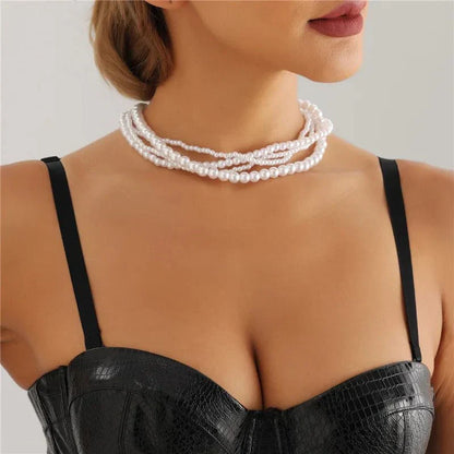 Dainty Freshwater Pearl Chain Choker Necklace