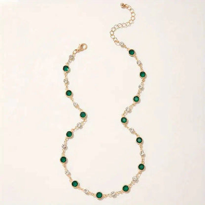 Dainty Emerald and Diamond Mini Choker Necklace