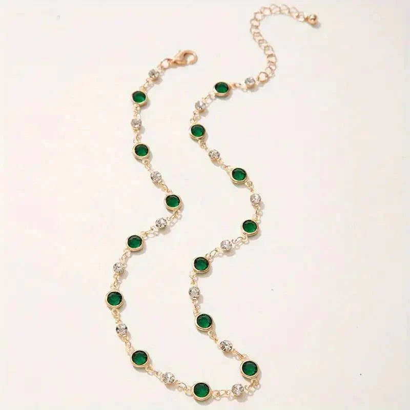 Dainty Emerald and Diamond Mini Choker Necklace