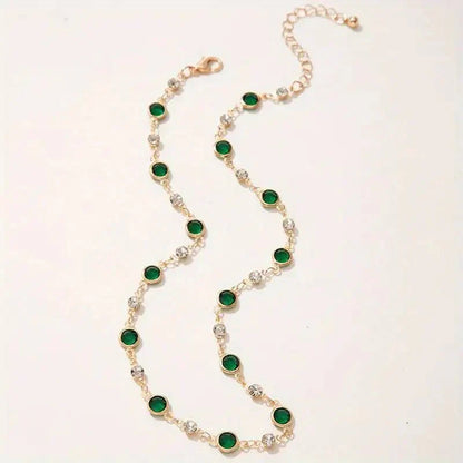 Dainty Emerald and Diamond Mini Choker Necklace