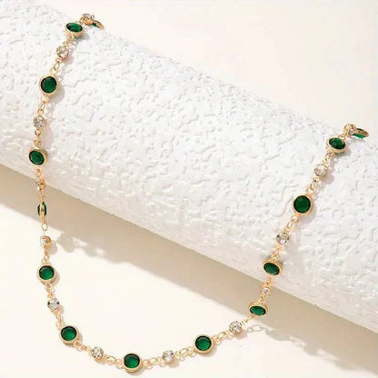 Dainty Emerald and Diamond Mini Choker Necklace