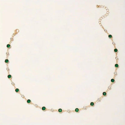 Dainty Emerald and Diamond Mini Choker Necklace
