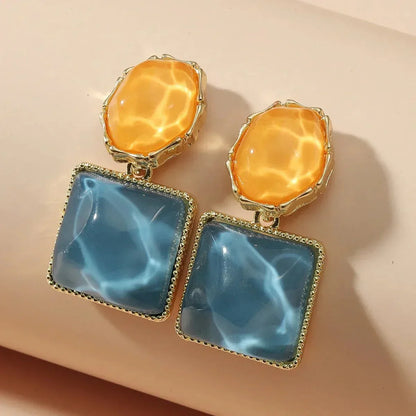 Fashionable Abstract Oval Dangle Earrings