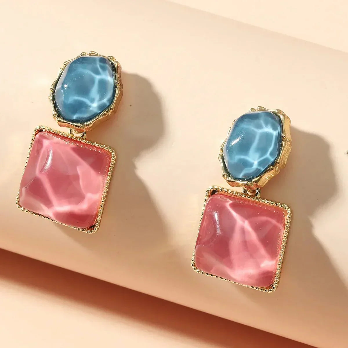 Fashionable Abstract Oval Dangle Earrings