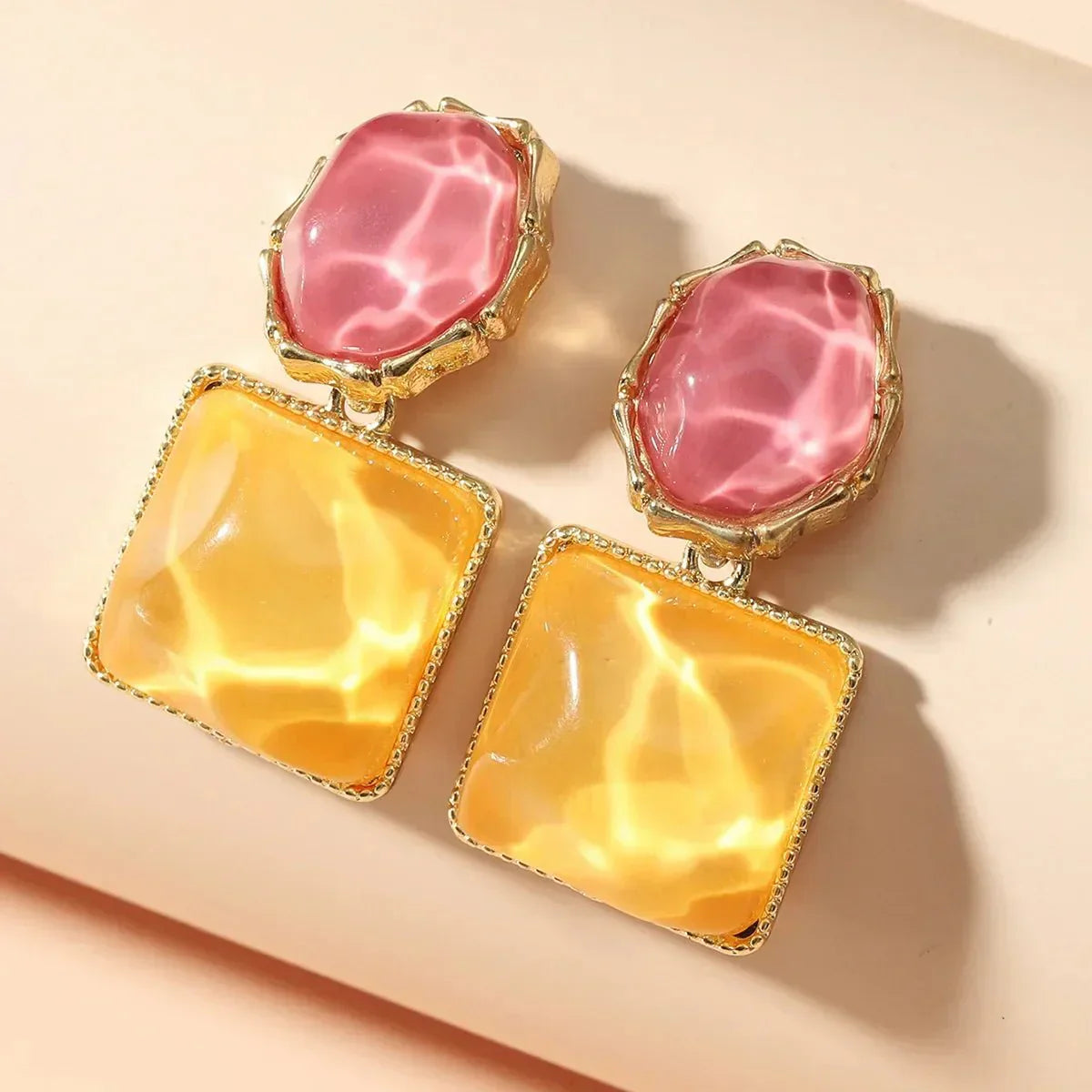 Fashionable Abstract Oval Dangle Earrings