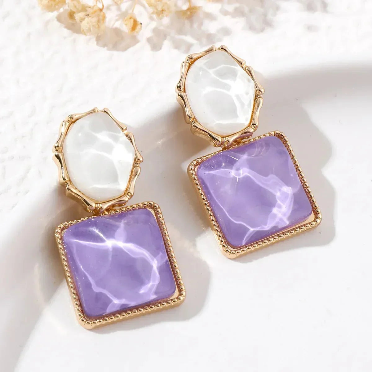 Fashionable Abstract Oval Dangle Earrings