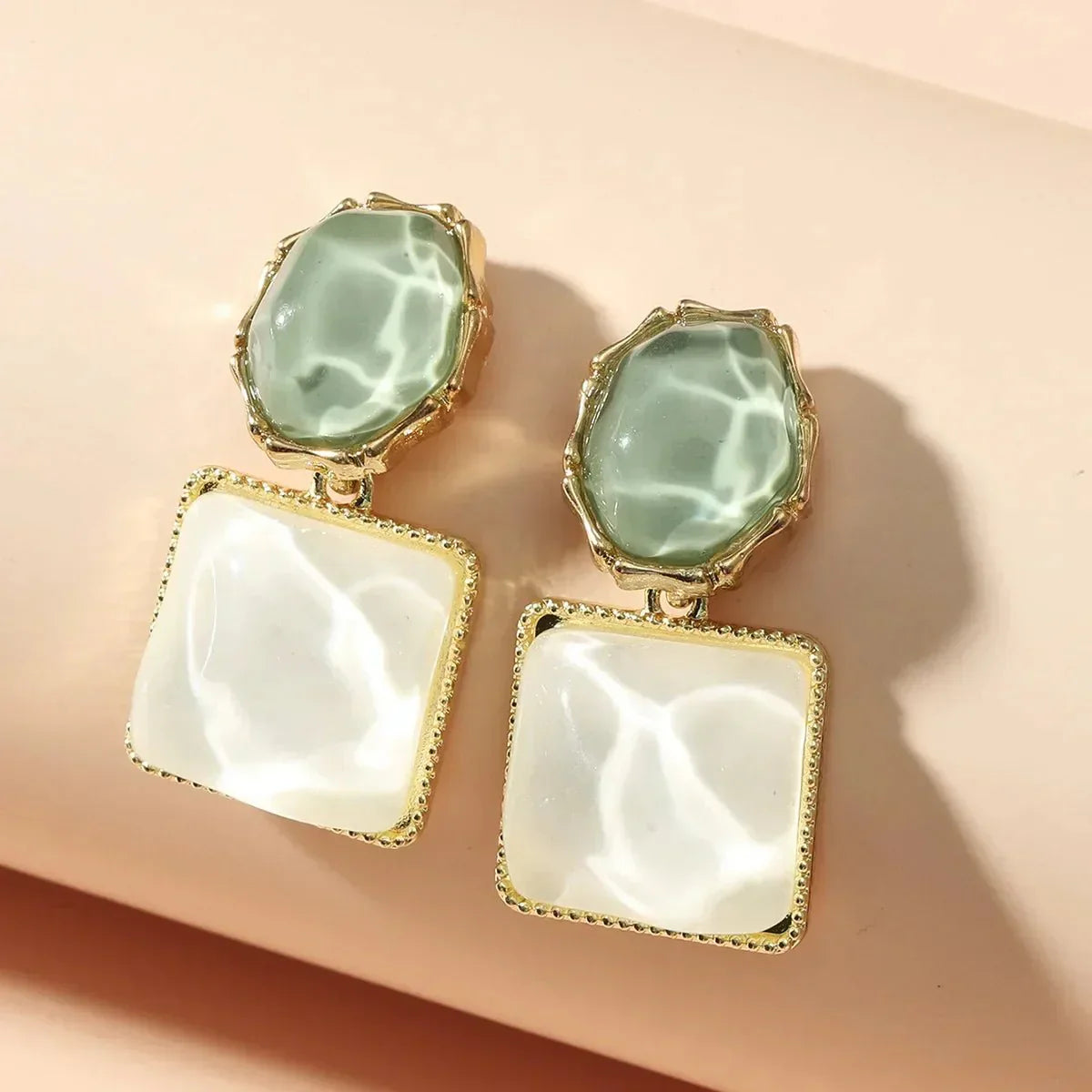 Fashionable Abstract Oval Dangle Earrings