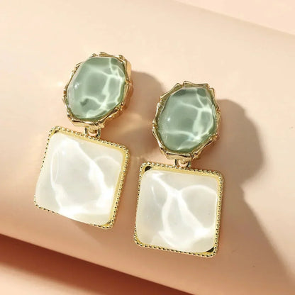 Fashionable Abstract Oval Dangle Earrings