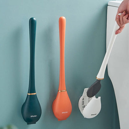 Hygienic Toilet Brush Set with Holder and Quick Dry Design - Luxicro