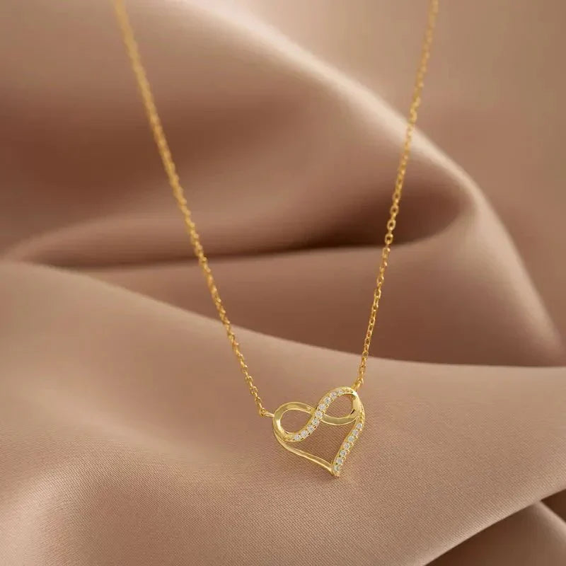 Elegant Heart Shaped Infinity Necklace