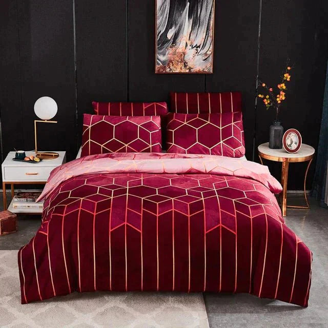 Soft Geometric Bedding Duvet Cover Set - Luxicro