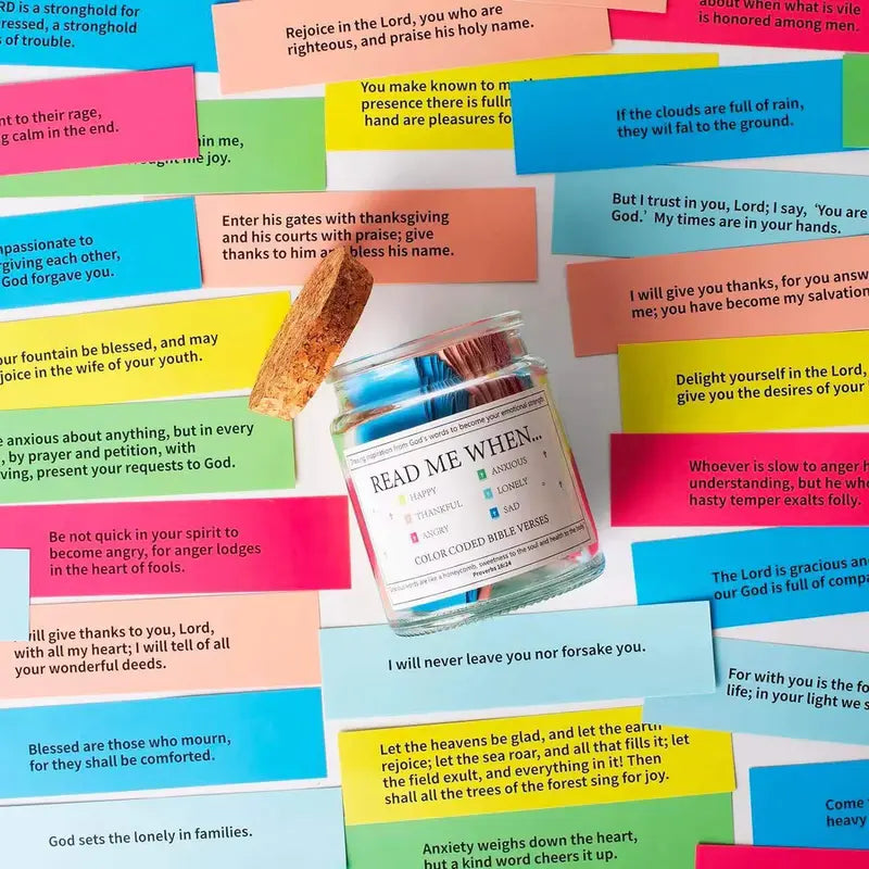 Inspirational Bible Quotes Jar | 67 Uplifting Color-Coded Verses