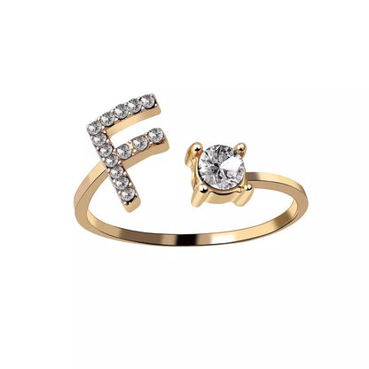 Custom Engraved Dainty Initial Diamond Ring
