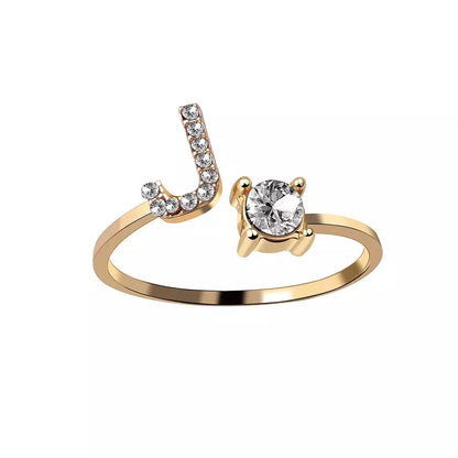 Custom Engraved Dainty Initial Diamond Ring