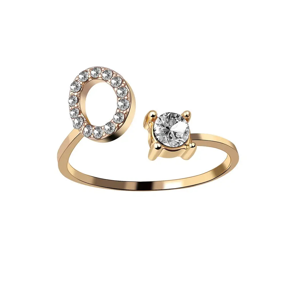 Custom Engraved Dainty Initial Diamond Ring