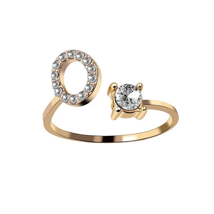 Custom Engraved Dainty Initial Diamond Ring