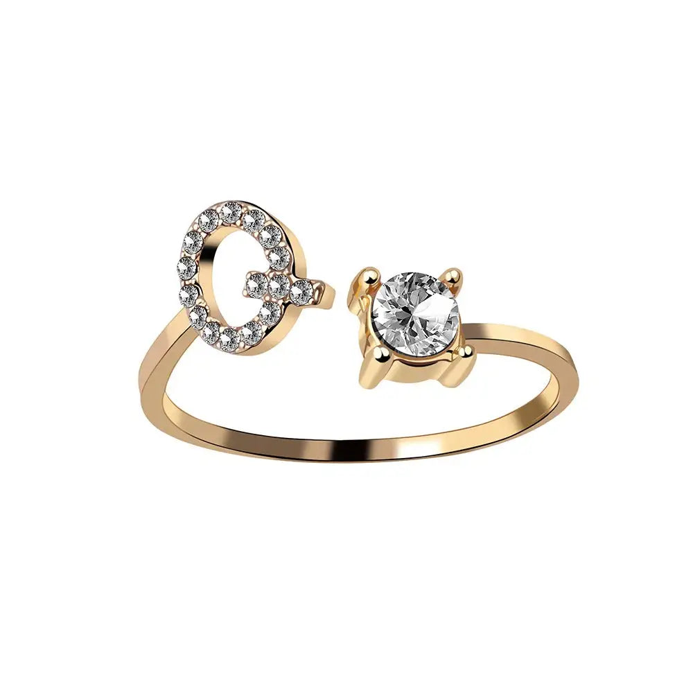 Custom Engraved Dainty Initial Diamond Ring