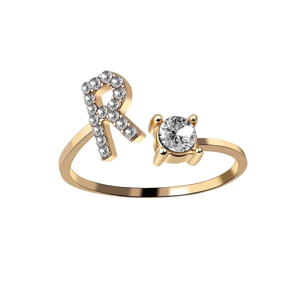 Custom Engraved Dainty Initial Diamond Ring