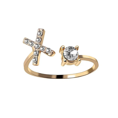 Custom Engraved Dainty Initial Diamond Ring
