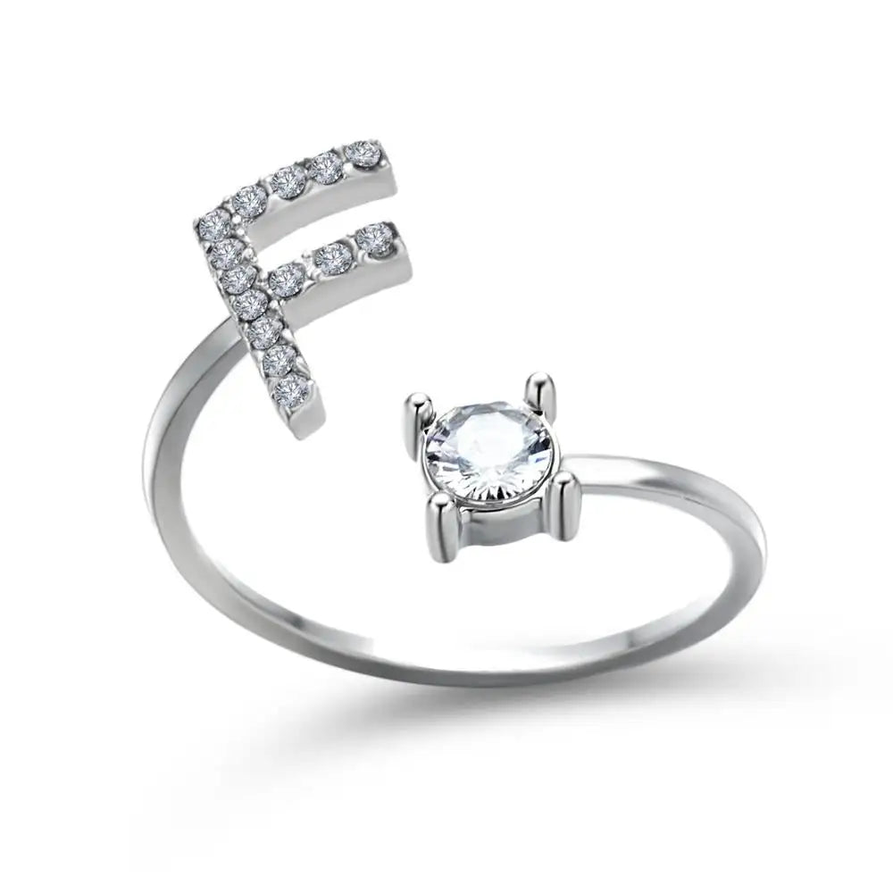 Custom Engraved Dainty Initial Diamond Ring
