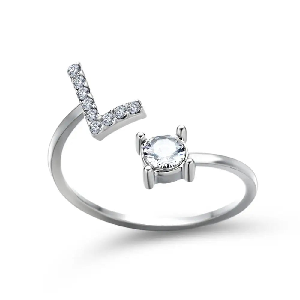 Custom Engraved Dainty Initial Diamond Ring