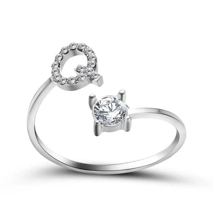 Custom Engraved Dainty Initial Diamond Ring