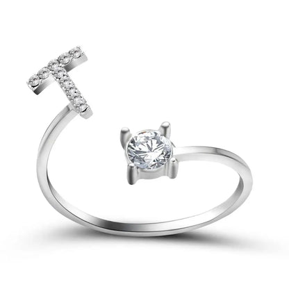 Custom Engraved Dainty Initial Diamond Ring