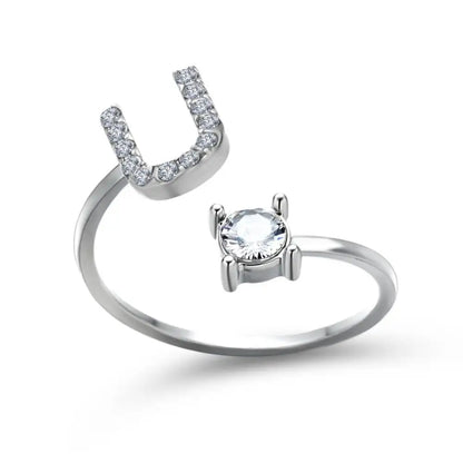 Custom Engraved Dainty Initial Diamond Ring