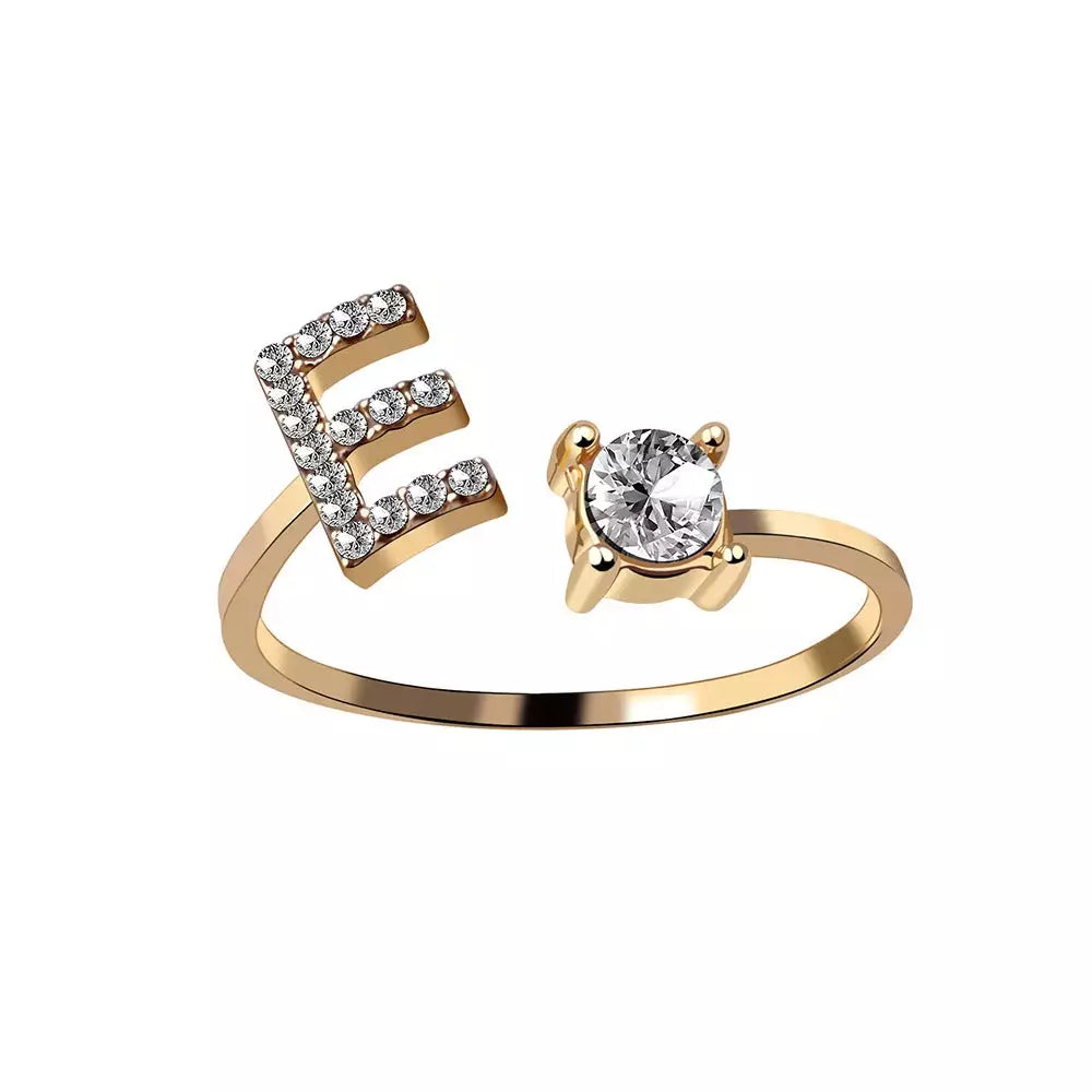 Custom Engraved Dainty Initial Diamond Ring
